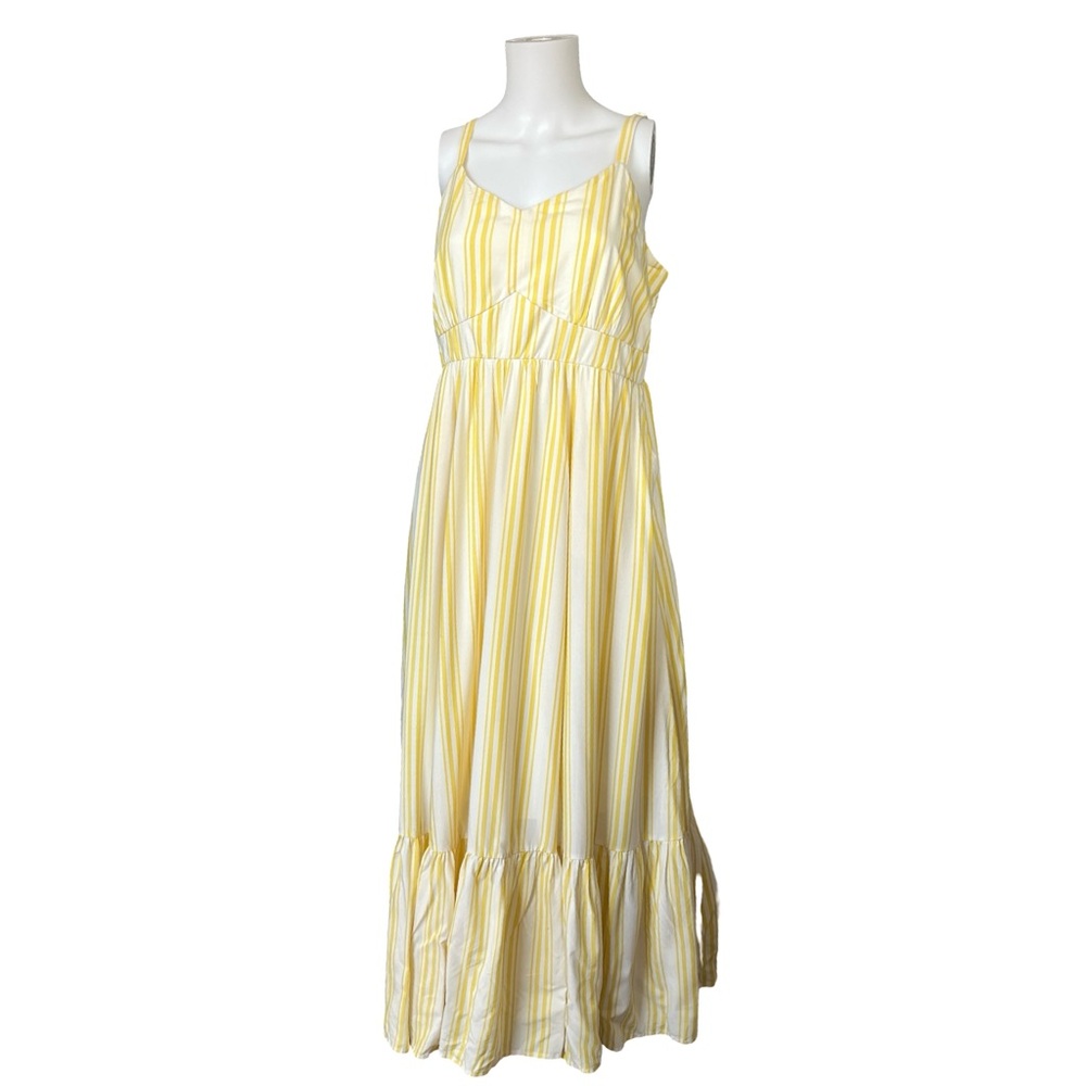 NEW Torrid Maxi Sundress Yellow White Stripes Summer Colorful Size 00 Womens 10